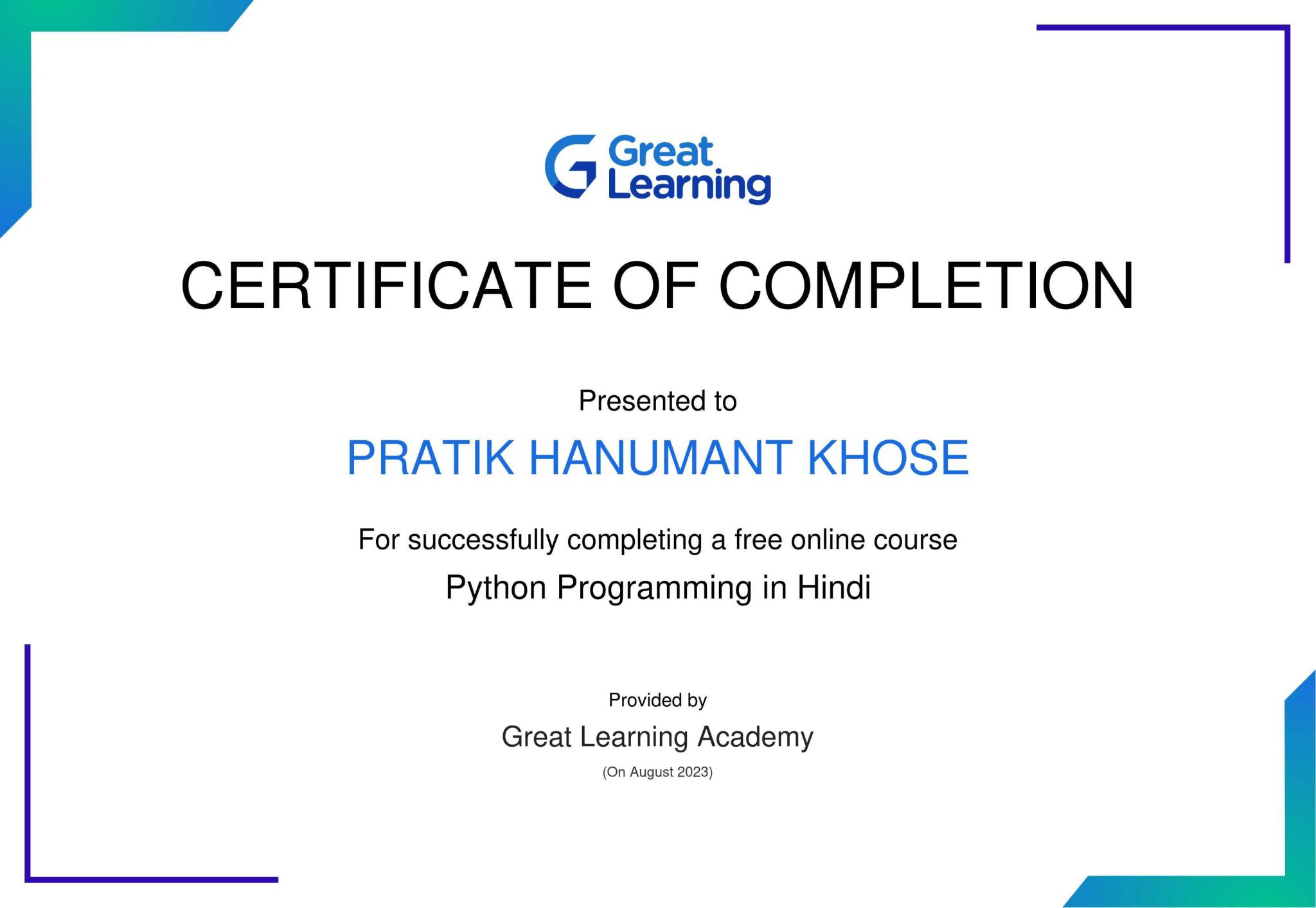 Great Python Certification