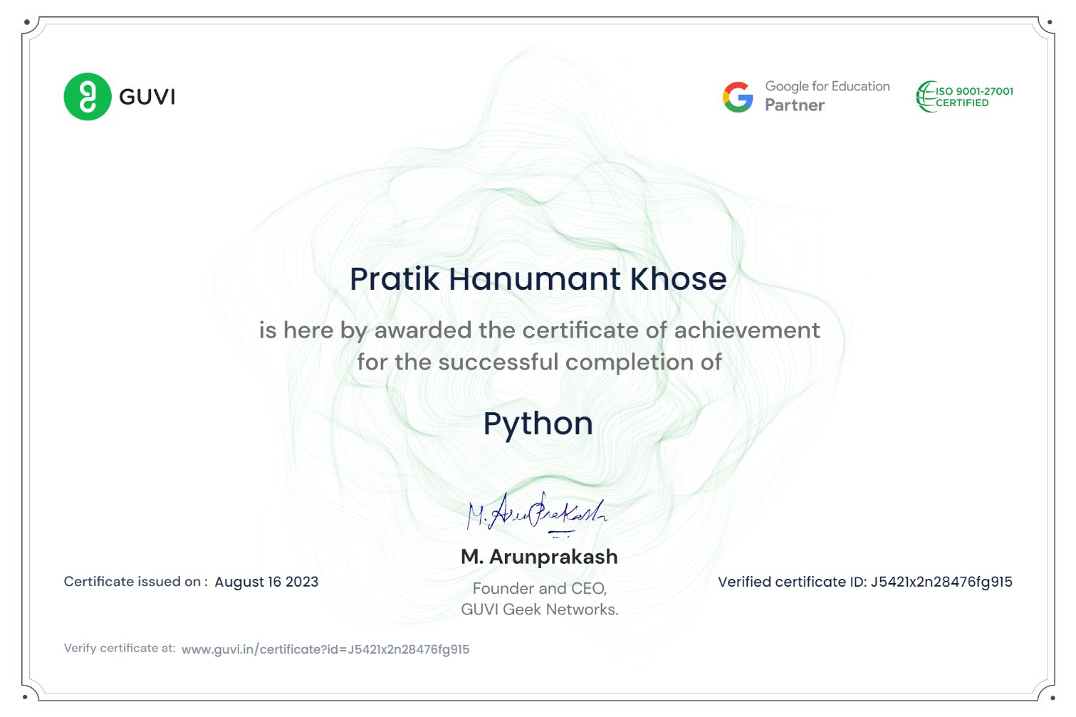 GUVI Python Certification